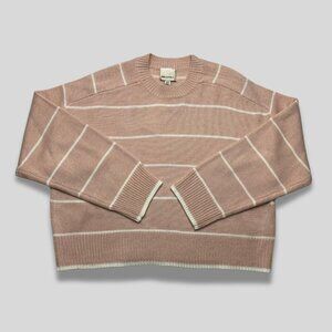 INDUSTRY Blush Pink Striped Knit Sweater Crewneck Pullover NWT Size L
